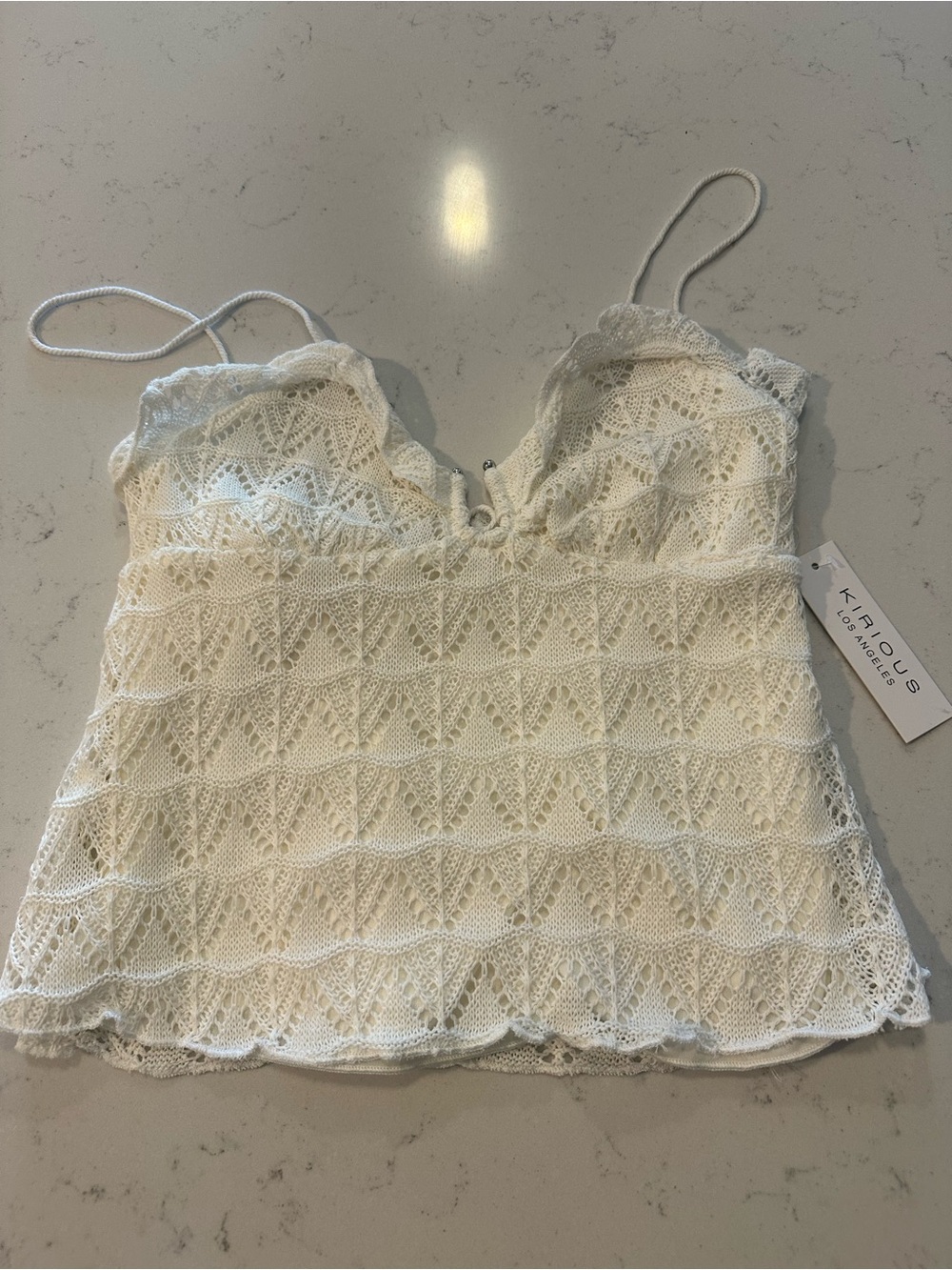 Khaivous Cream Crochet Lace Camisole